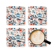 Load image into Gallery viewer, Bird Flowers Chinoiserie Corkwood Coaster Set