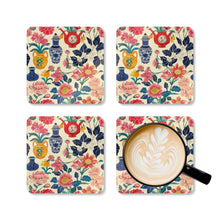 Load image into Gallery viewer, Flowers Chinoiserie Corkwood Coaster Set