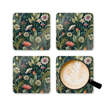 Load image into Gallery viewer, White Wildflowers Corkwood Coaster Set