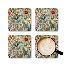 Load image into Gallery viewer, Orange Wildflowers Corkwood Coaster Set