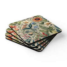 Load image into Gallery viewer, Orange Wildflowers Corkwood Coaster Set