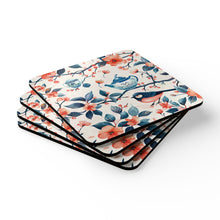 Load image into Gallery viewer, Bird Flowers Chinoiserie Corkwood Coaster Set