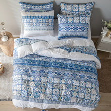 Load image into Gallery viewer, Moroccan Traditional Pattern Breathable Blue Microfiber Bedding Duvet Cover Set King