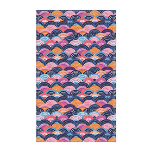 Pink Blue Waves Print Tea Towel Polyester 18" × 30"