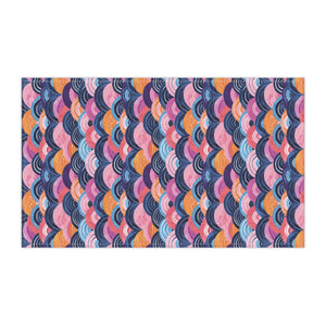 Pink Blue Waves Print Tea Towel