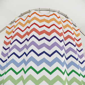 Rainbow Chevron Print Shower Curtain
