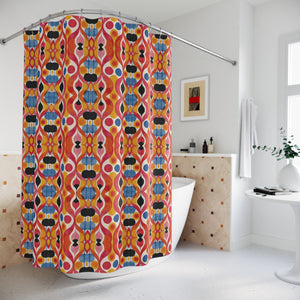 Red Multicolor Abstract Shower Curtain