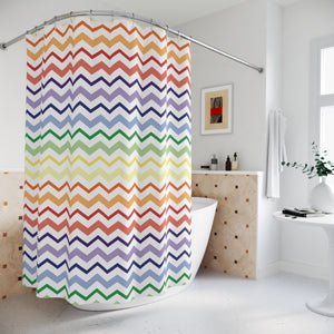 Rainbow Chevron Print Shower Curtain