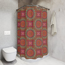 Load image into Gallery viewer, Red Green Mandala Shower Curtain