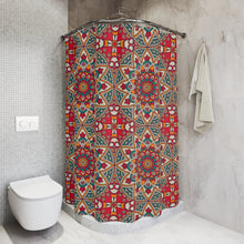 Load image into Gallery viewer, Green Red Mandala Shower Curtain