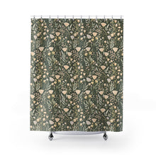 Load image into Gallery viewer, Forest Green Floral Shower Curtain