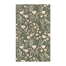 Load image into Gallery viewer, Wildflowers Print Forest Green Tea Towel