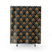 Load image into Gallery viewer, Black Yellow Flowers Traditional Style Shower Curtain