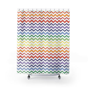 Rainbow Chevron Print Shower Curtain