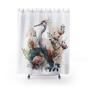 Gray Crane Wildflower Shower Curtain