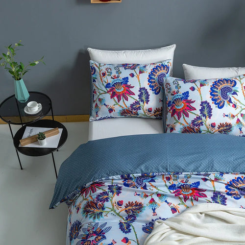 Paisley Print Duvet Cover Set Blue