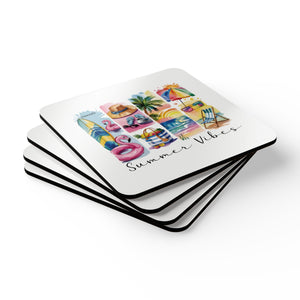Summer Vibes Corkwood Coaster Set