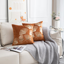 Load image into Gallery viewer, Ginkgo Tan Orange Gold Leaves Velvet Pillow Cover Set of 2