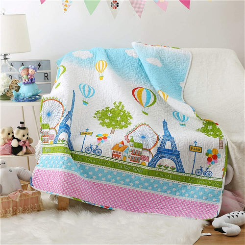 Paris Hot Air Balloon Baby Toddler Quilt Coverlet