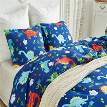 Load image into Gallery viewer, Dinosaur Print Duvet Cover Set Blue