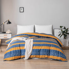 Load image into Gallery viewer, Tribal Boho Pattern Breathable Mustard Blue Microfiber Bedding Duvet Cover Set