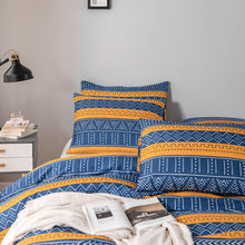 Load image into Gallery viewer, Tribal Boho Pattern Breathable Mustard Blue Microfiber Bedding Duvet Cover Set