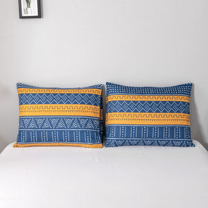 Tribal Boho Pattern Breathable Mustard Blue Microfiber Bedding Duvet Cover Set