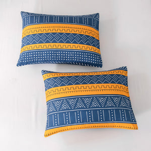 Tribal Boho Pattern Breathable Mustard Blue Microfiber Bedding Duvet Cover Set