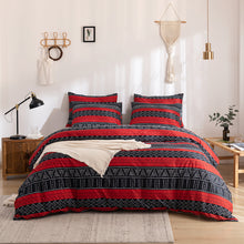 Load image into Gallery viewer, Tribal Boho Pattern Breathable Red Black Microfiber Bedding Duvet Cover Set