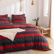 Load image into Gallery viewer, Tribal Boho Pattern Breathable Red Black Microfiber Bedding Duvet Cover Set