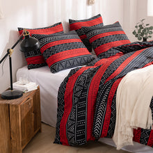 Load image into Gallery viewer, Tribal Boho Pattern Breathable Red Black Microfiber Bedding Duvet Cover Set