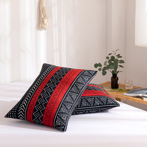 Tribal Boho Pattern Breathable Red Black Microfiber Bedding Duvet Cover Set