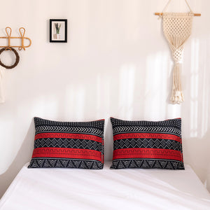 Tribal Boho Pattern Breathable Red Black Microfiber Bedding Duvet Cover Set