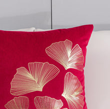 Load image into Gallery viewer, Ginkgo Red Gold Leaves Velvet Pillow Cover Set of 2