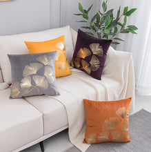 Load image into Gallery viewer, Ginkgo Tan Orange Gold Leaves Velvet Pillow Cover Set of 2