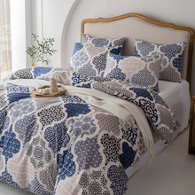 Load image into Gallery viewer, Moroccan Trellis Pattern Breathable Blue Cream Microfiber Bedding Duvet Cover Set