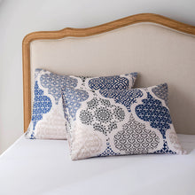 Load image into Gallery viewer, Moroccan Trellis Pattern Breathable Blue Cream Microfiber Bedding Duvet Cover Set