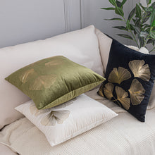 Load image into Gallery viewer, Ginkgo Olive Green Gold Leaves Velvet Pillow Cover Set of 2