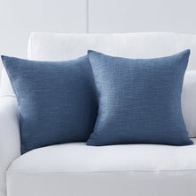 Load image into Gallery viewer, Tracey Dark Blue Linen Textured Solid Pillow Cover Set of 2