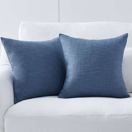 Tracey Dark Blue Linen Textured Solid Pillow Cover Set of 2