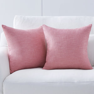 Tracey Pink Linen Textured Solid Pillow Cover Set of 2