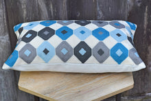 Load image into Gallery viewer, Geometric  Blue White Lumbar Pillow Cover | Diamond Embroidery Decorative Cushion Cover |  Accent Pillow Cover | Lumbar Pillow Cover 12 x 20