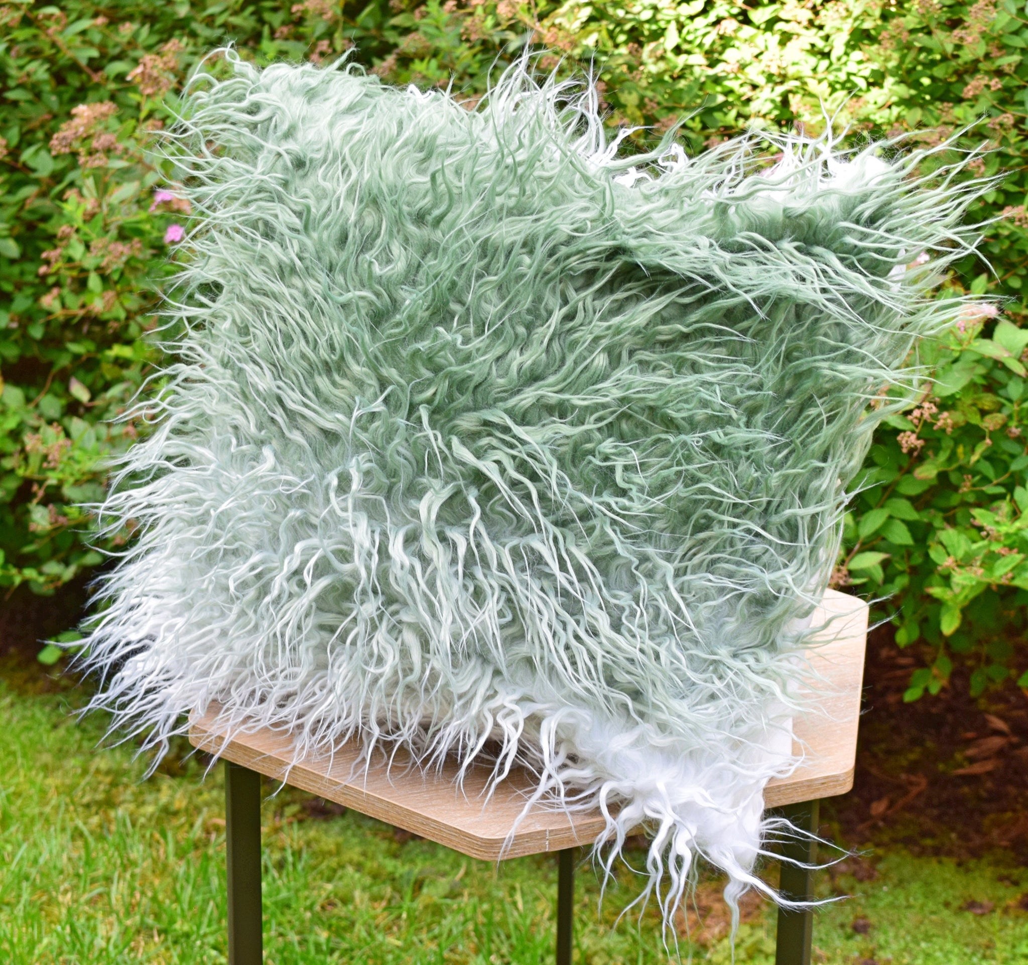 Green faux fur outlet pillow