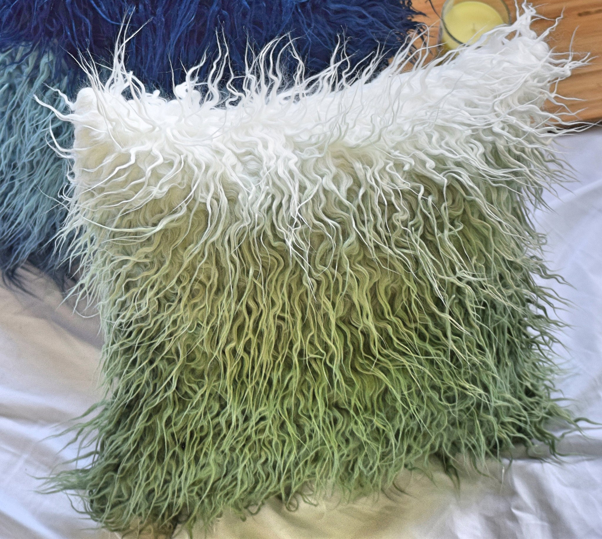 Green faux hotsell fur pillow