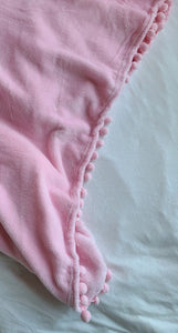 Light Pink Pom Pom Throw Blanket, PlushThrow Blanket, Nursery Bed Blanket, Pink Plush Throw Blanket |  Pastel Pink Blanket