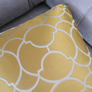 Mustard Trellis Pattern Satin Throw Pillow Cover | Sofa Chair  embroidery Cushion Cover | Decorative Durable Mustard Yellow Pillow