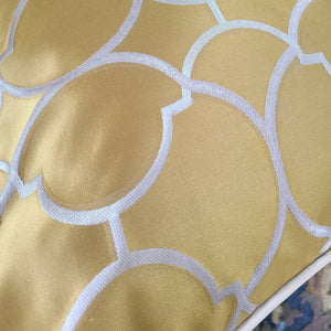 Mustard Trellis Pattern Satin Throw Pillow Cover | Sofa Chair  embroidery Cushion Cover | Decorative Durable Mustard Yellow Pillow